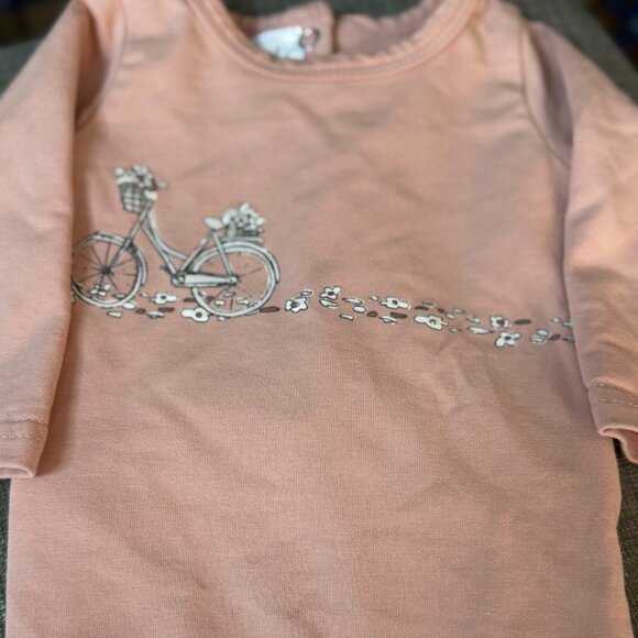 Mânière Child Pink Bicycle Footed Romper 1M - Picture 2 of 7